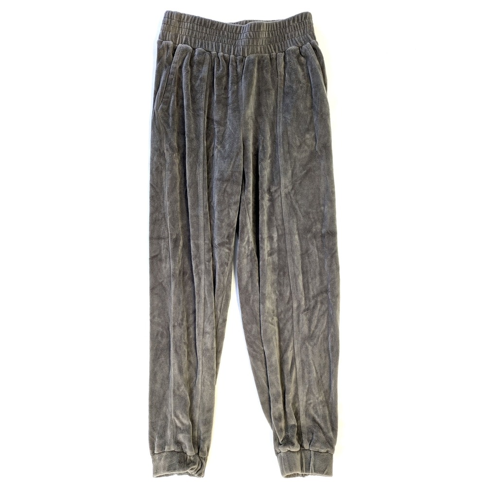 Flirtitude Active Gray Velour Jogger Pants Elastic Waist Soft Lounge Medium